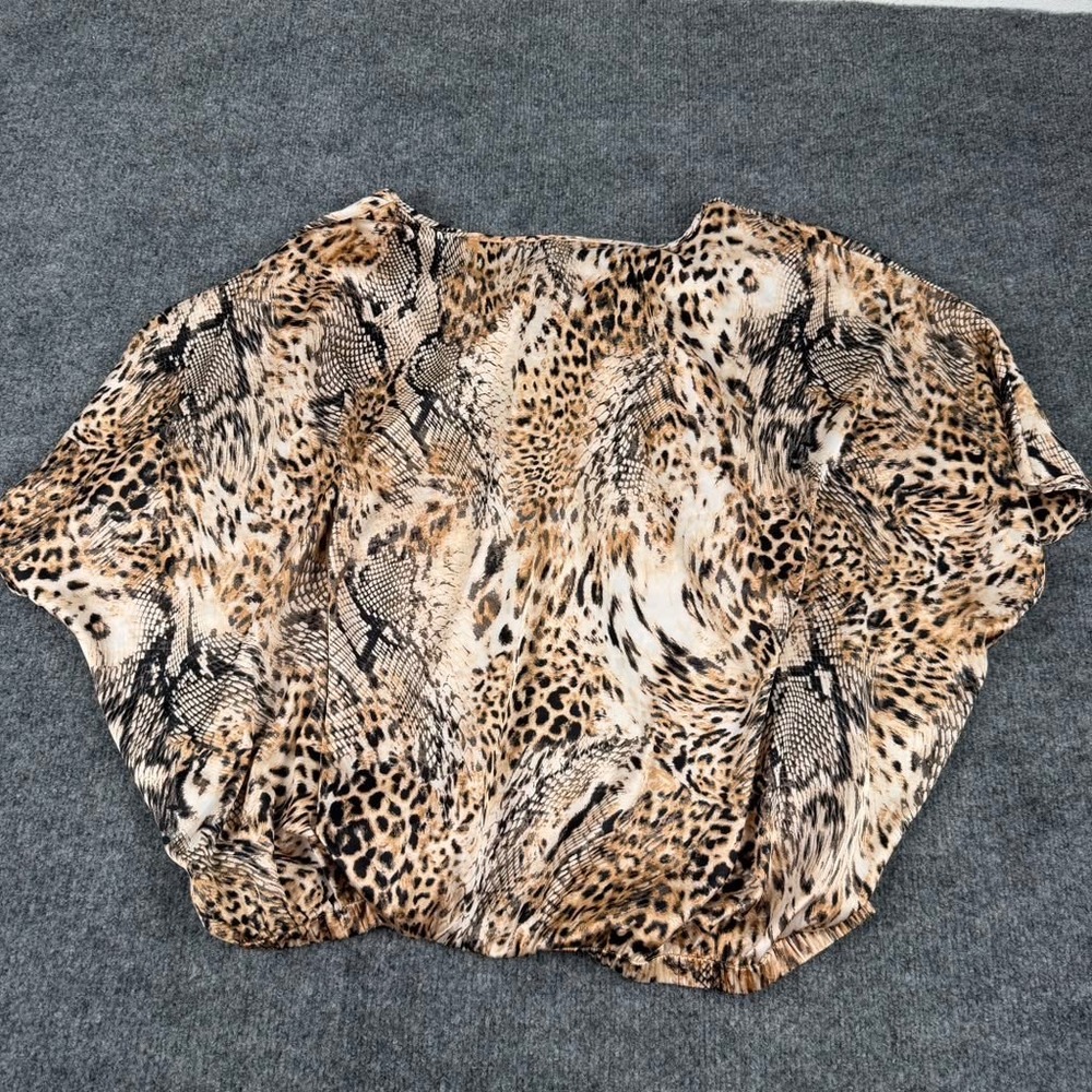 Chico's Womens Animal Print Dolman Blouse Size 3(XL) Brown EUC